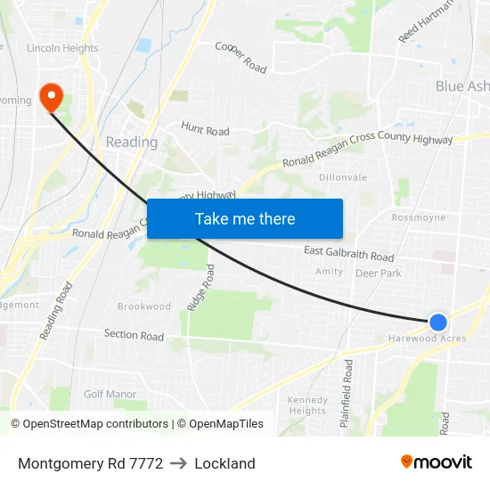Montgomery Rd 7772 to Lockland map