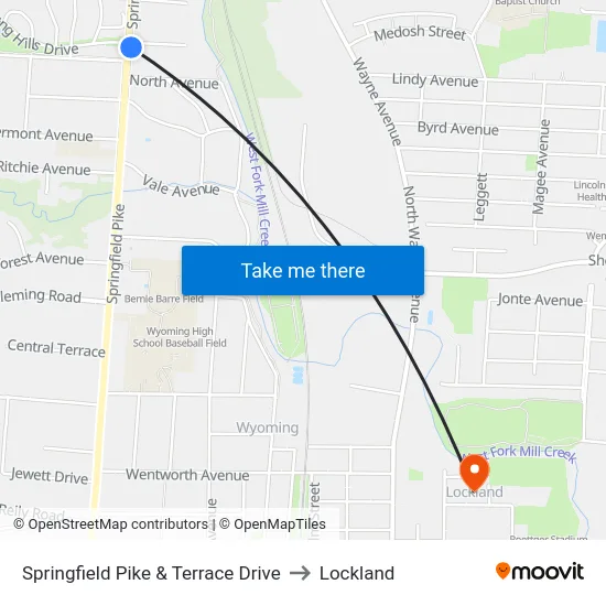 Springfield Pike & Terrace Drive to Lockland map