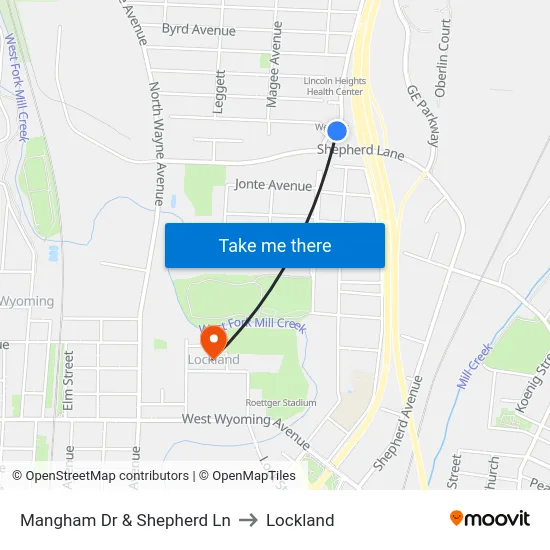 Mangham Dr & Shepherd Ln to Lockland map