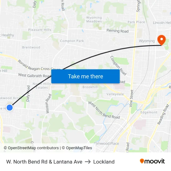 W. North Bend Rd & Lantana Ave to Lockland map