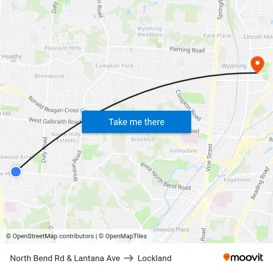 North Bend Rd & Lantana Ave to Lockland map