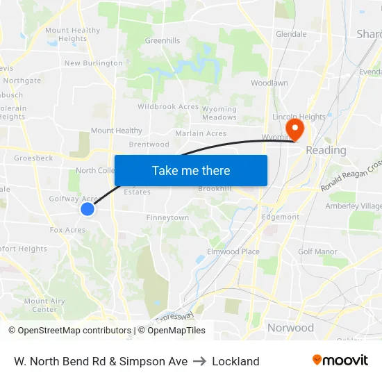 W. North Bend Rd & Simpson Ave to Lockland map