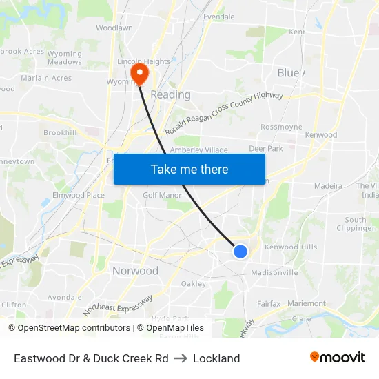 Eastwood Dr & Duck Creek Rd to Lockland map