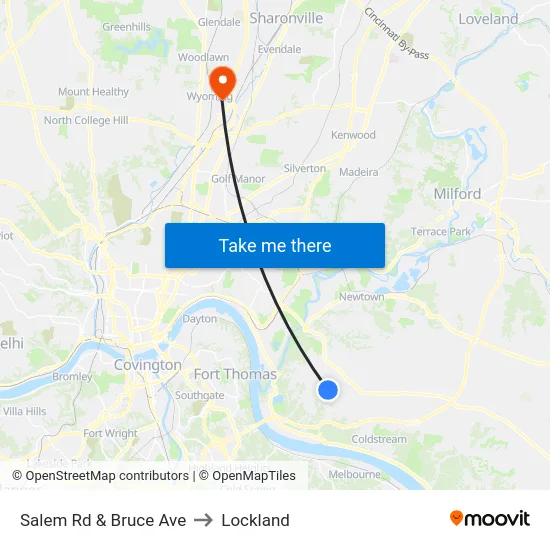 Salem Rd & Bruce Ave to Lockland map