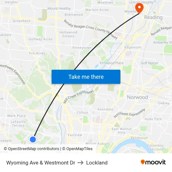 Wyoming Ave & Westmont Dr to Lockland map
