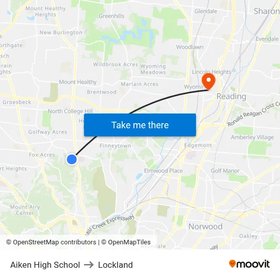 Aiken High School to Lockland map