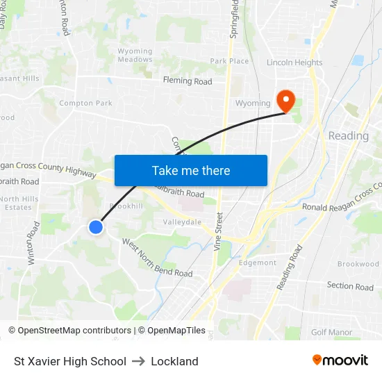 St Xavier High School to Lockland map