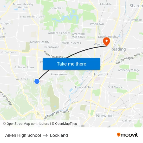 Aiken High School to Lockland map