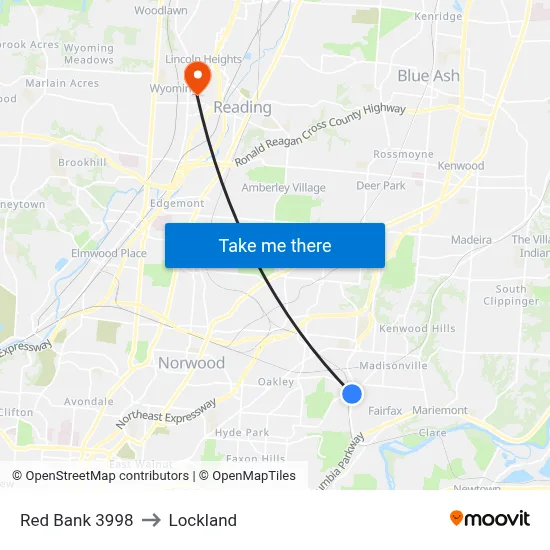 Red Bank 3998 to Lockland map