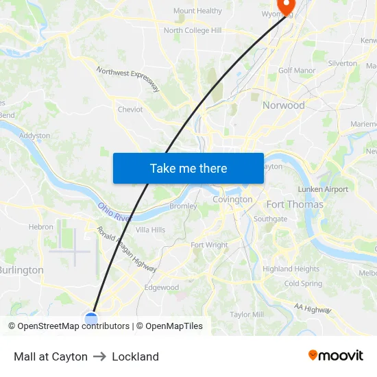 Mall at Cayton to Lockland map