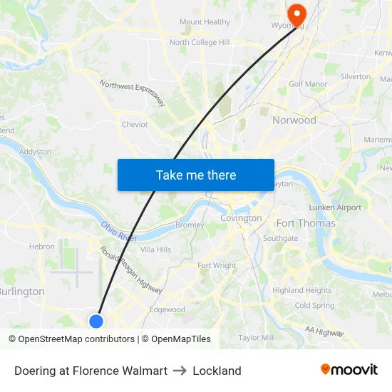 Doering at Florence Walmart to Lockland map