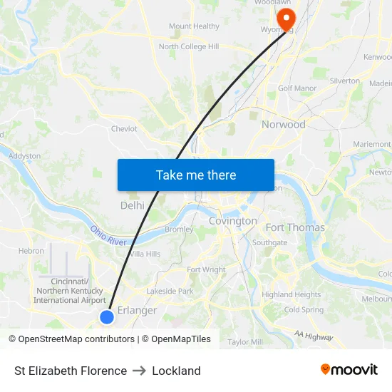 St Elizabeth Florence to Lockland map