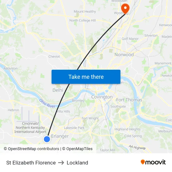 St Elizabeth Florence to Lockland map