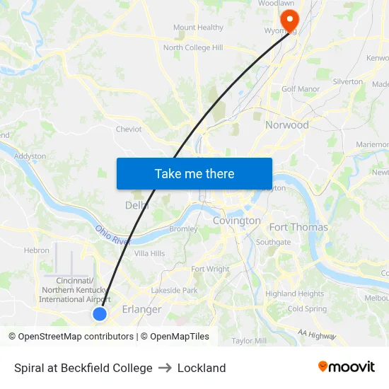 Spiral at Beckfield College to Lockland map