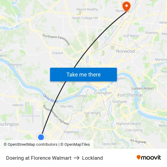 Doering at Florence Walmart to Lockland map