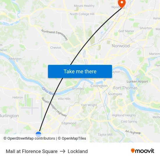 Mall at Florence Square to Lockland map