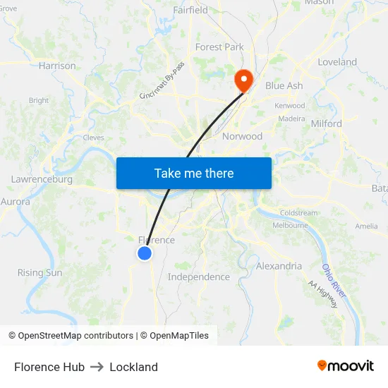 Florence Hub to Lockland map