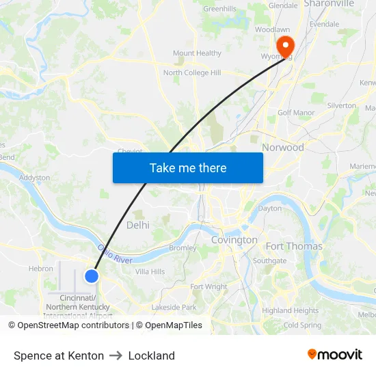 Spence at Kenton to Lockland map