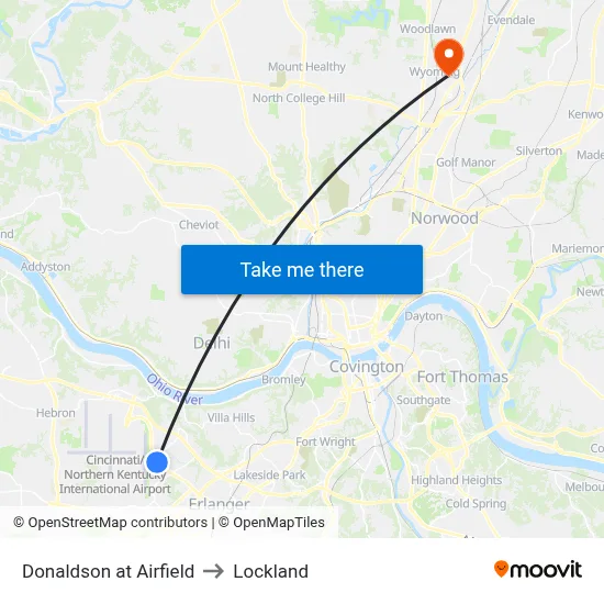 Donaldson at Airfield to Lockland map