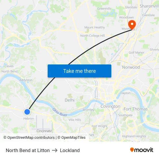 North Bend at Litton to Lockland map