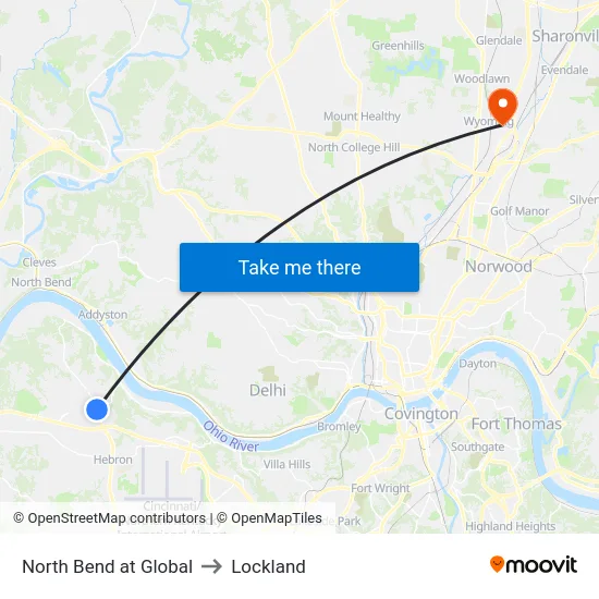 North Bend at Global to Lockland map