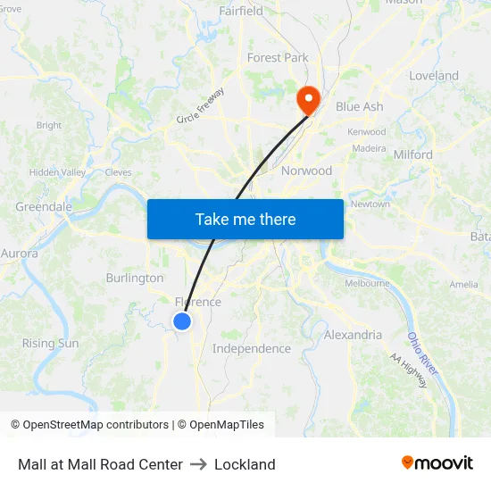 Mall at Mall Road Center to Lockland map