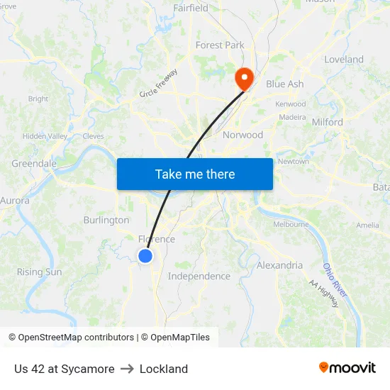 Us 42 at Sycamore to Lockland map