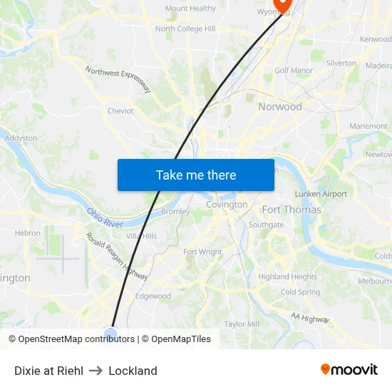 Dixie at Riehl to Lockland map