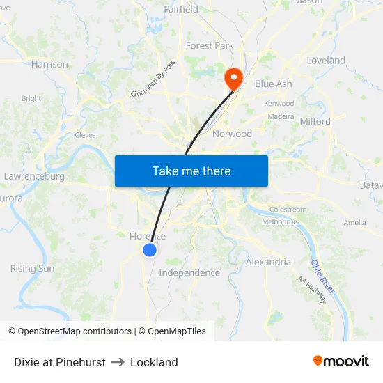 Dixie at Pinehurst to Lockland map
