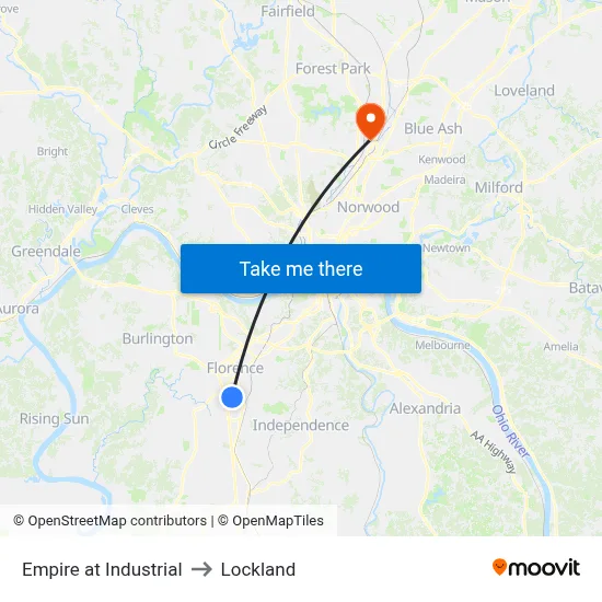 Empire at Industrial to Lockland map