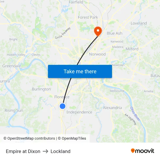 Empire at Dixon to Lockland map