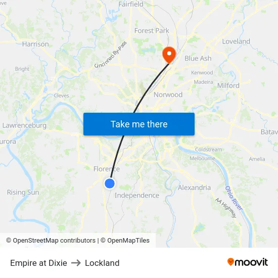 Empire at Dixie to Lockland map