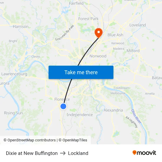 Dixie at New Buffington to Lockland map
