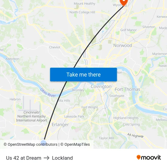 Us 42 at Dream to Lockland map