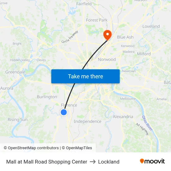 Mall at Mall Road Shopping Center to Lockland map