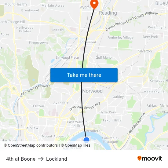 4th at Boone to Lockland map