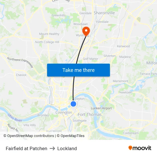 Fairfield at Patchen to Lockland map