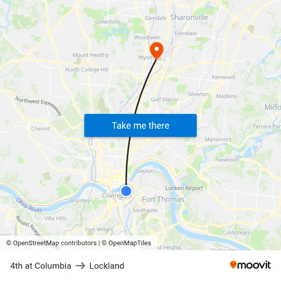 4th at Columbia to Lockland map