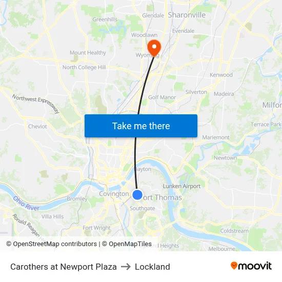 Carothers at Newport Plaza to Lockland map