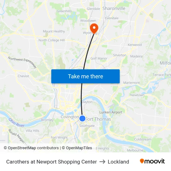 Carothers at Newport Shopping Center to Lockland map