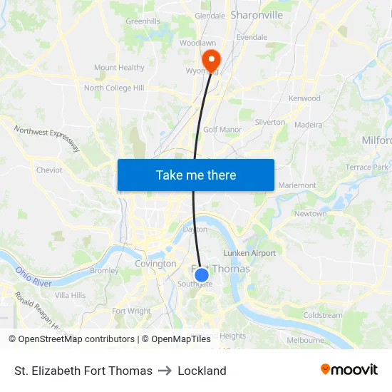 St. Elizabeth Fort Thomas to Lockland map