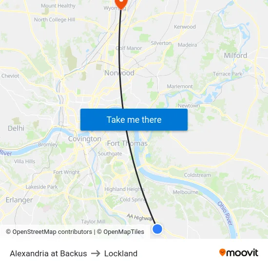 Alexandria at Backus to Lockland map