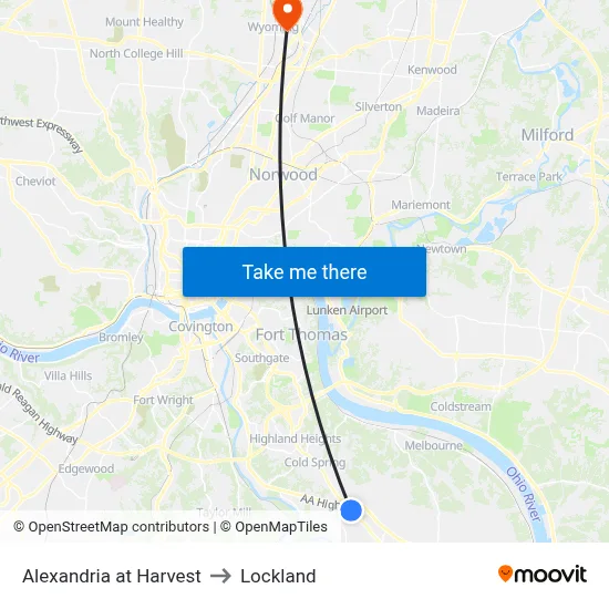 Alexandria at Harvest to Lockland map