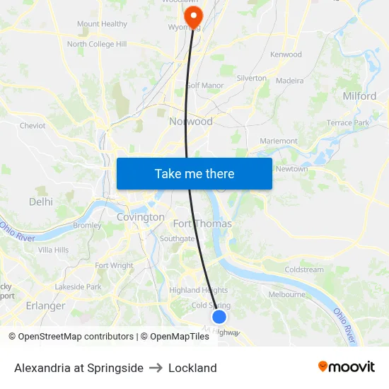 Alexandria at Springside to Lockland map