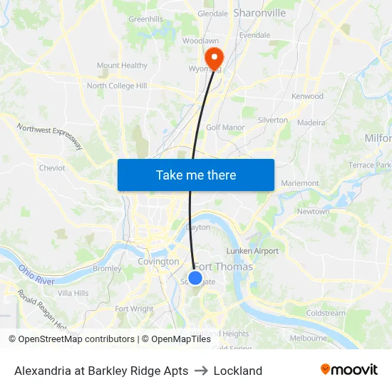 Alexandria at Barkley Ridge Apts to Lockland map