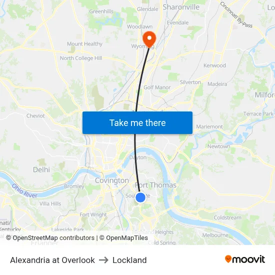 Alexandria at Overlook to Lockland map