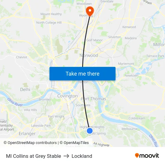 Ml Collins at Grey Stable to Lockland map