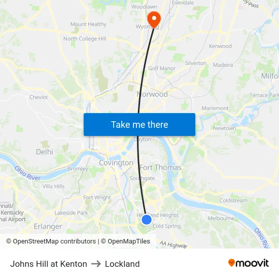 Johns Hill at Kenton to Lockland map