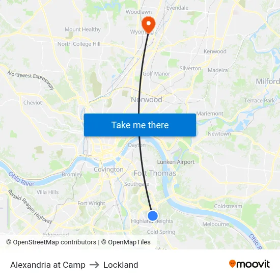Alexandria at Camp to Lockland map