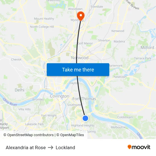 Alexandria at Rose to Lockland map
